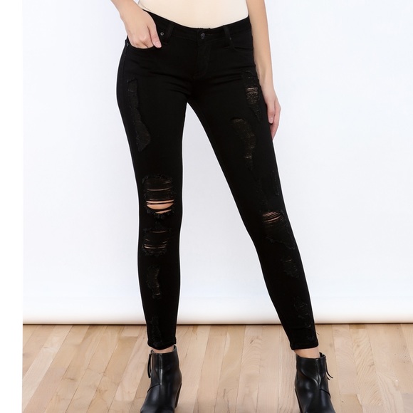 Just Black ‘Destroyed Skinny’ sexy jet black jeans - Picture 2 of 7